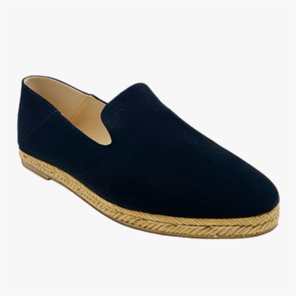 Jack Rogers Audrey Black Slip-On Espadrille Loafer with Tan Woven Sole Sz 9